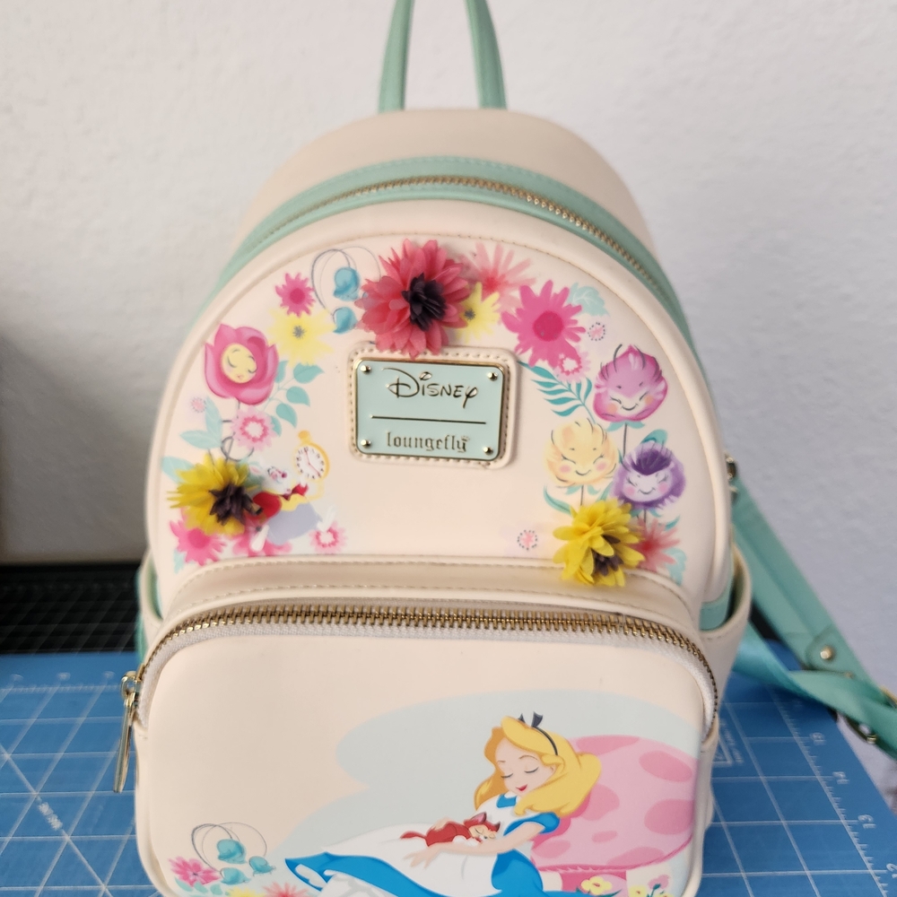 Alice In Wonderland Loungefly Cream and Mint Backpack